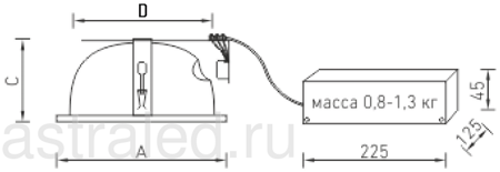 Светодиодный светильник DLG 226 HF with surface mounting accessory