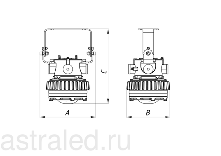 Светодиодный светильник ONIX LED 15BT Ex в комплекте с вводом кабельным М25х1,5 NA2MBNS