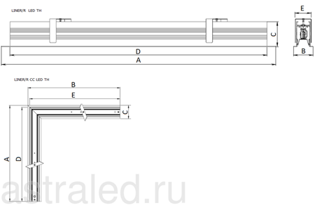 Светодиодный светильник LINER/R DR LED 1200 TH W DMX CH CF